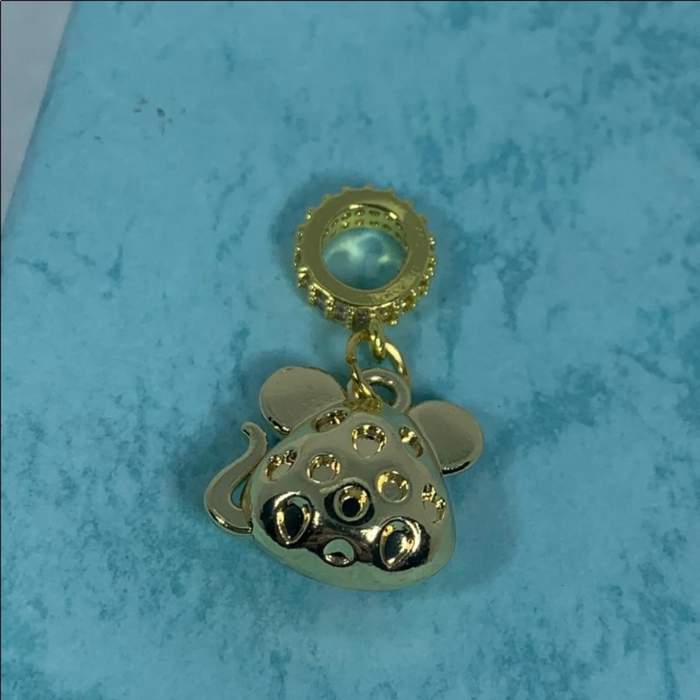 Lucky chinese gold mouse european charm - Picture 3 of 5
